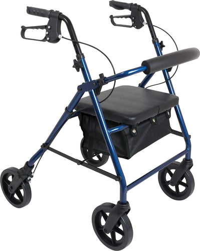 Deluxe Aluminum Rollator with 8-inch Wheels, Burgundy Finish, 300 lb Weight Capacity by ProBasics